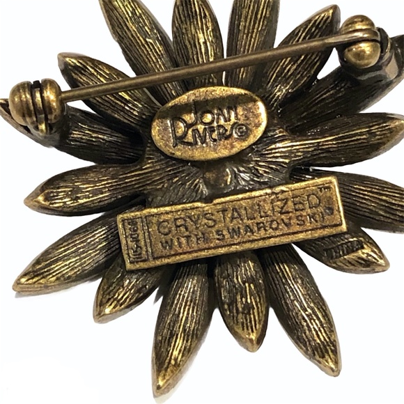 JOAN RIVERS SMALL AUTUMN COLORED CRYSTAL SUNBURST FLOWER BROOCH - Picture 13 of 14